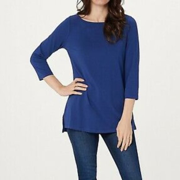 Isaac Mizrahi Tops Womens 34 Sleeve Knit Top W Cross Back Detail